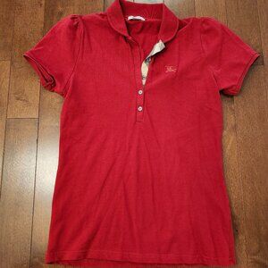 Burberry women's short sleeve red golf shirt in size large